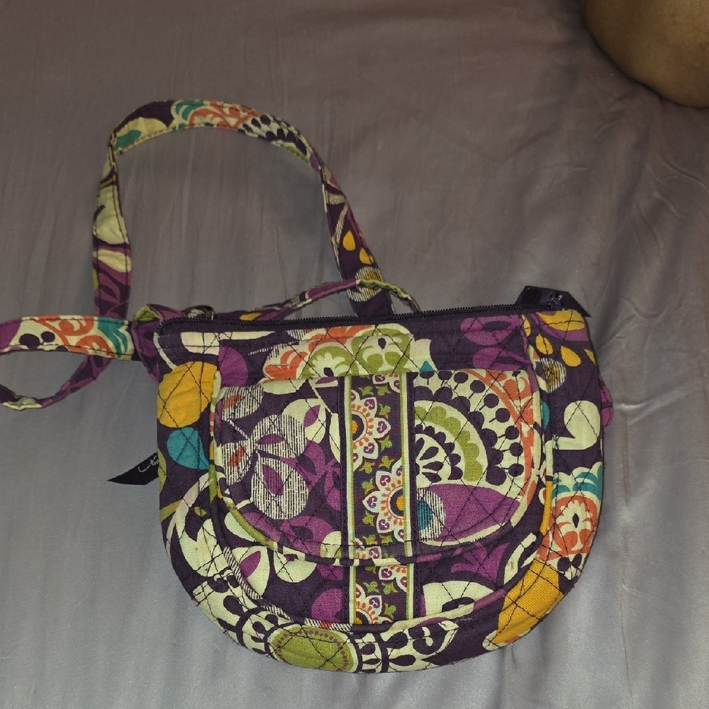 Vera Bradley Purple and Green Quilted Crossbody Bag